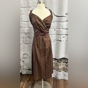 IGIGI Chocolate Brown Eyelet Aline Dress Sweetheart Neckline Romance Western